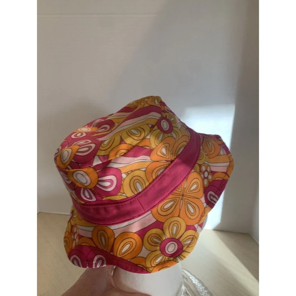 TOYS R US KOALA Kids 18-24 Month Girls Sun Hat 70's floral print & colors Pink